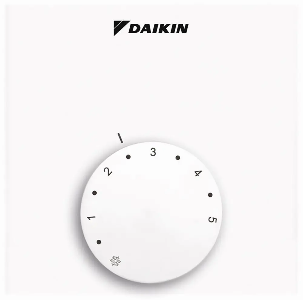 Daikin Raumregler mit drehbarem Einstellknopf zur Regelung der Temperatur für Heiz- oder Kühlanwendungen in flacher Ausführung.